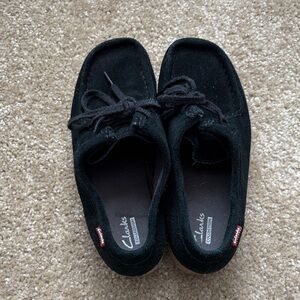 Clarks Womens Black Suede Loafers